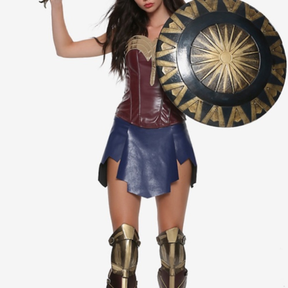 💙DC Comic Wonder Woman Faux Leather Cosplay Skirt